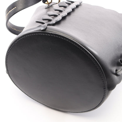 バケットバッグ フラワー 2WAY ハンドバッグ レザー ブラック ミュウミュウ
