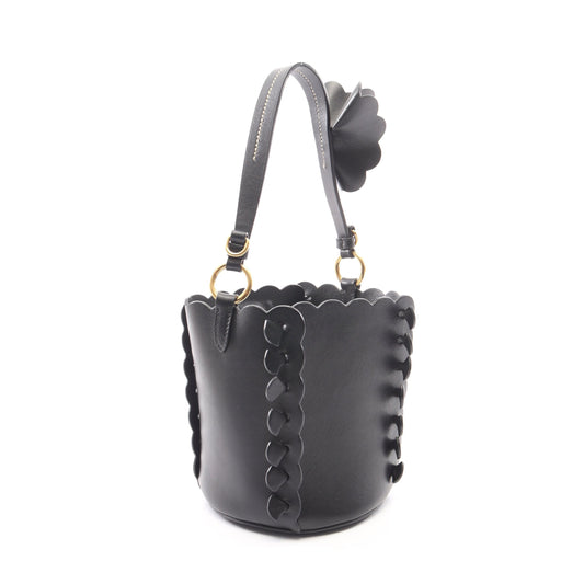 バケットバッグ フラワー 2WAY ハンドバッグ レザー ブラック ミュウミュウ バッグ miu miu