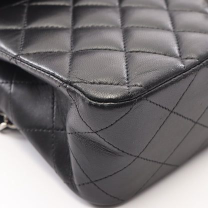 マトラッセ Wフラップ Wチェーンショルダーバッグ ラムスキン ブラック シルバー金具 シャネル