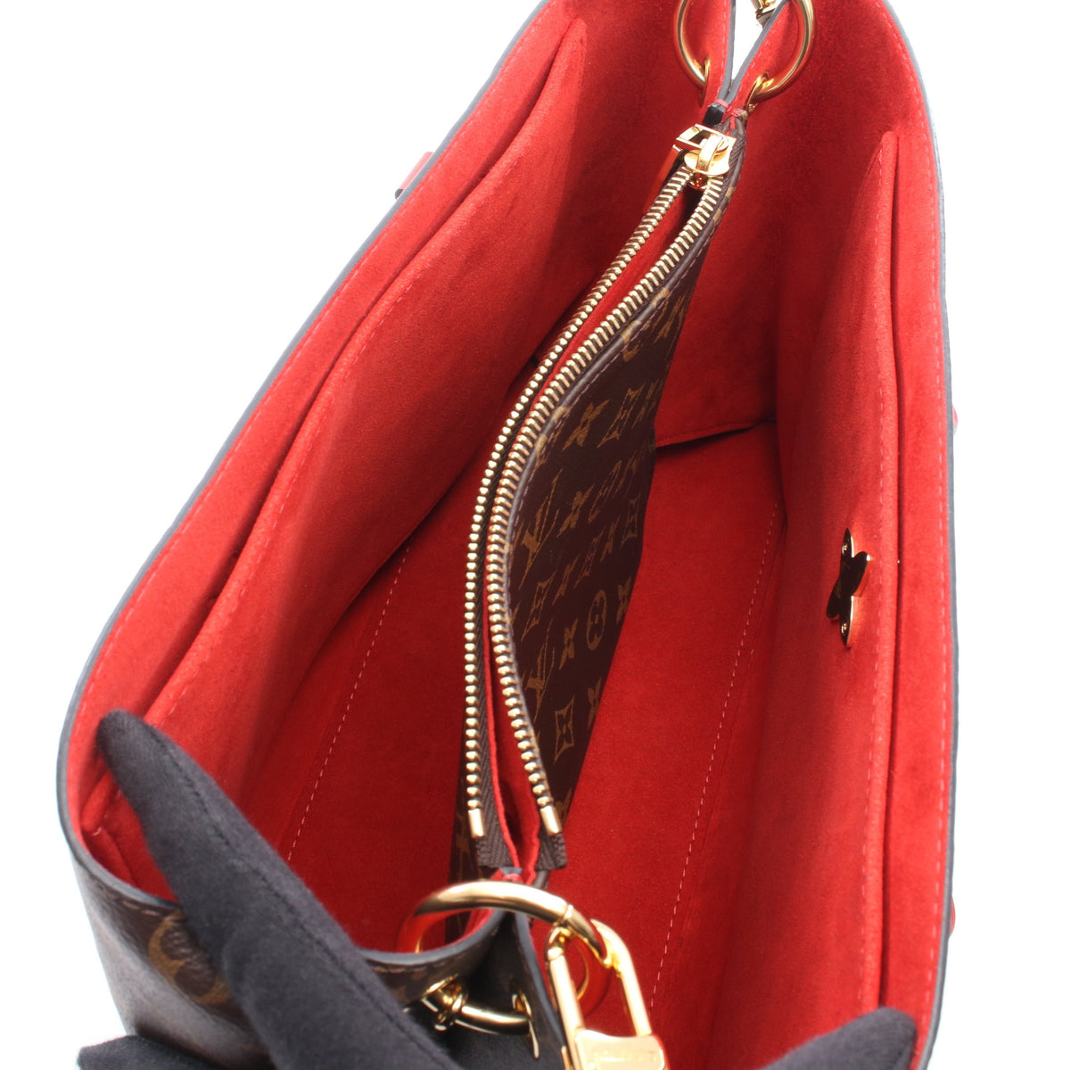 フラワー トート モノグラム コクリコ 2WAY ハンドバッグ トートバッグ PVC レザー ブラウン レッド ルイヴィトン バッグ LOUIS VUITTON