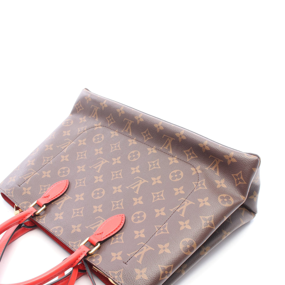 フラワー トート モノグラム コクリコ 2WAY ハンドバッグ トートバッグ PVC レザー ブラウン レッド ルイヴィトン バッグ LOUIS VUITTON