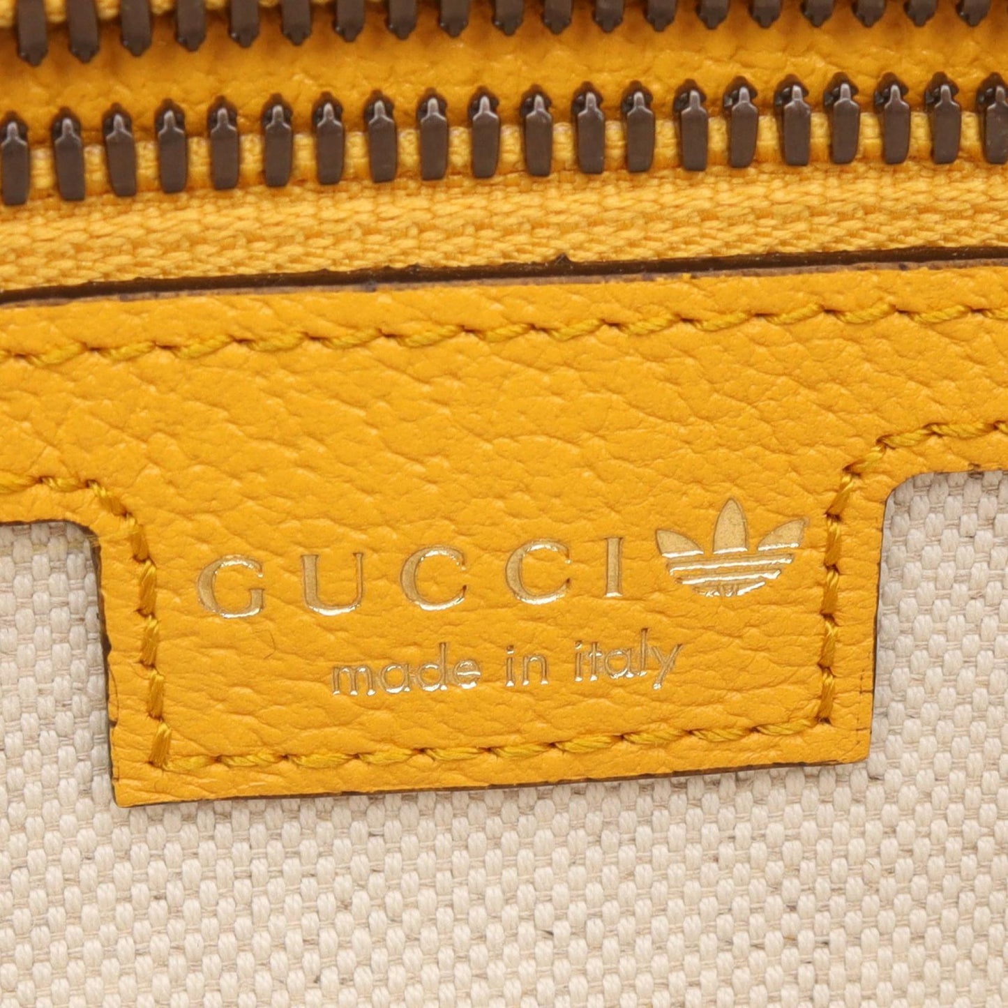GUCCI × adidas ショルダーバッグ レザー ダークブラウン イエロー グッチ