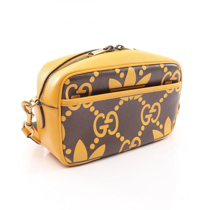 GUCCI × adidas ショルダーバッグ レザー ダークブラウン イエロー グッチ
