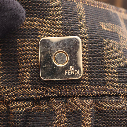 ズッカ ワンショルダーバッグ キャンバス レザー ブラウン ブラック フェンディ