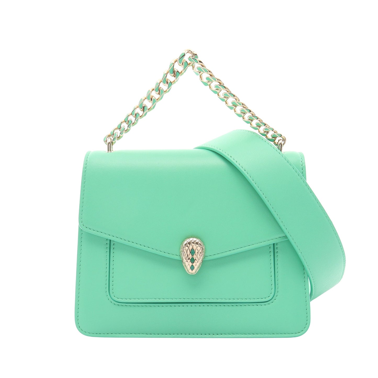 セルペンティ フォーエバー 2WAY ハンドバッグ レザー グリーン ブルガリ バッグ BVLGARI