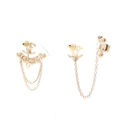 ココマーク スウィング チェーン イヤーカフ付き ピアス GP ゴールド クリア I22C シャネル アクセサリー CHANEL