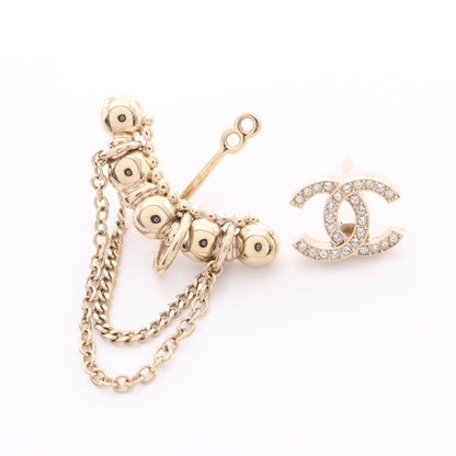 ココマーク スウィング チェーン イヤーカフ付き ピアス GP ゴールド クリア I22C シャネル アクセサリー CHANEL