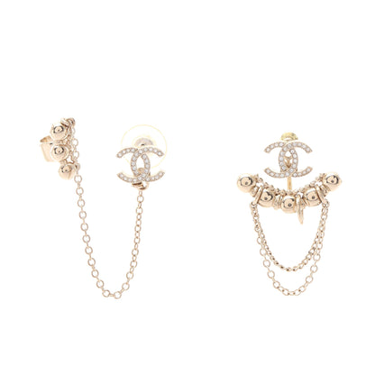 ココマーク スウィング チェーン イヤーカフ付き ピアス GP ゴールド クリア I22C シャネル アクセサリー CHANEL