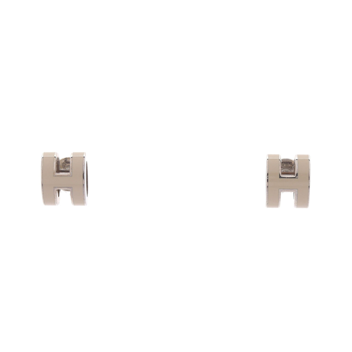 MINI POP H ミニポップアッシュ ピアス GP シルバー グレーベージュ エルメス アクセサリー HERMES