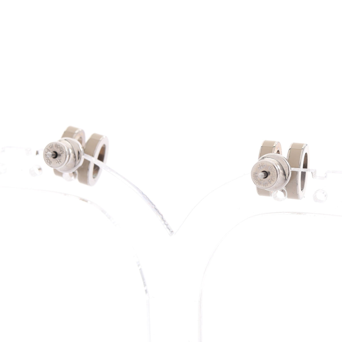 MINI POP H ミニポップアッシュ ピアス GP シルバー グレーベージュ エルメス アクセサリー HERMES
