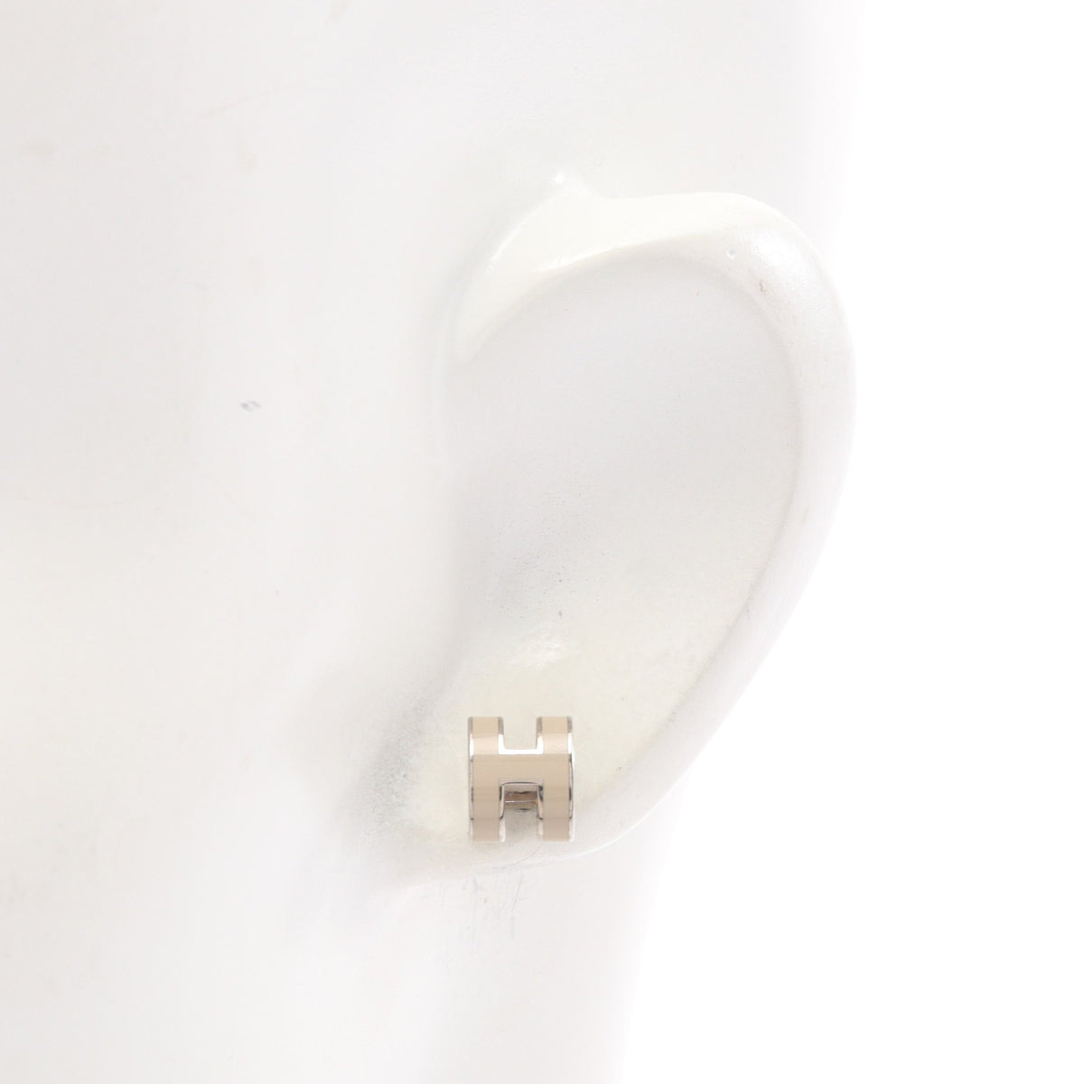 MINI POP H ミニポップアッシュ ピアス GP シルバー グレーベージュ エルメス アクセサリー HERMES