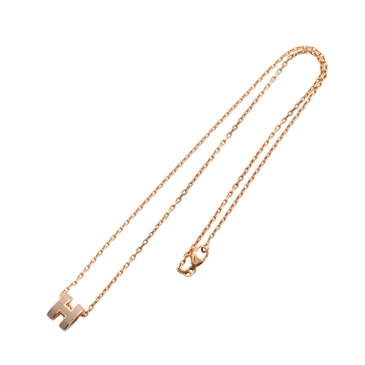 MINI POP H ミニポップアッシュ ネックレス GP ゴールド グレーベージュ エルメス アクセサリー HERMES