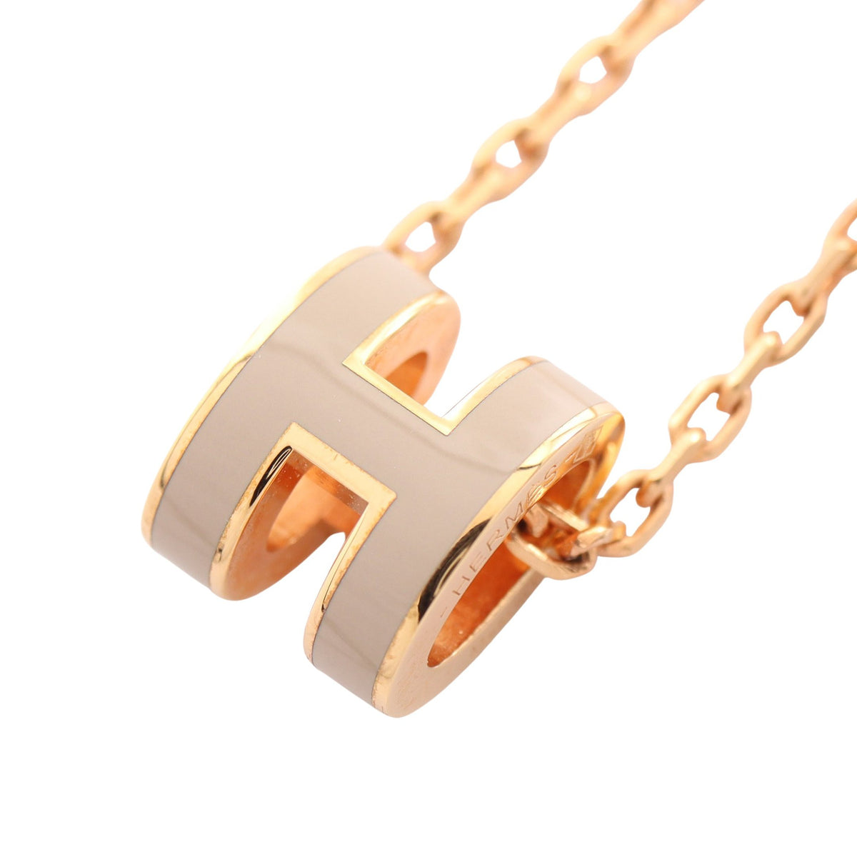 MINI POP H ミニポップアッシュ ネックレス GP ゴールド グレーベージュ エルメス アクセサリー HERMES