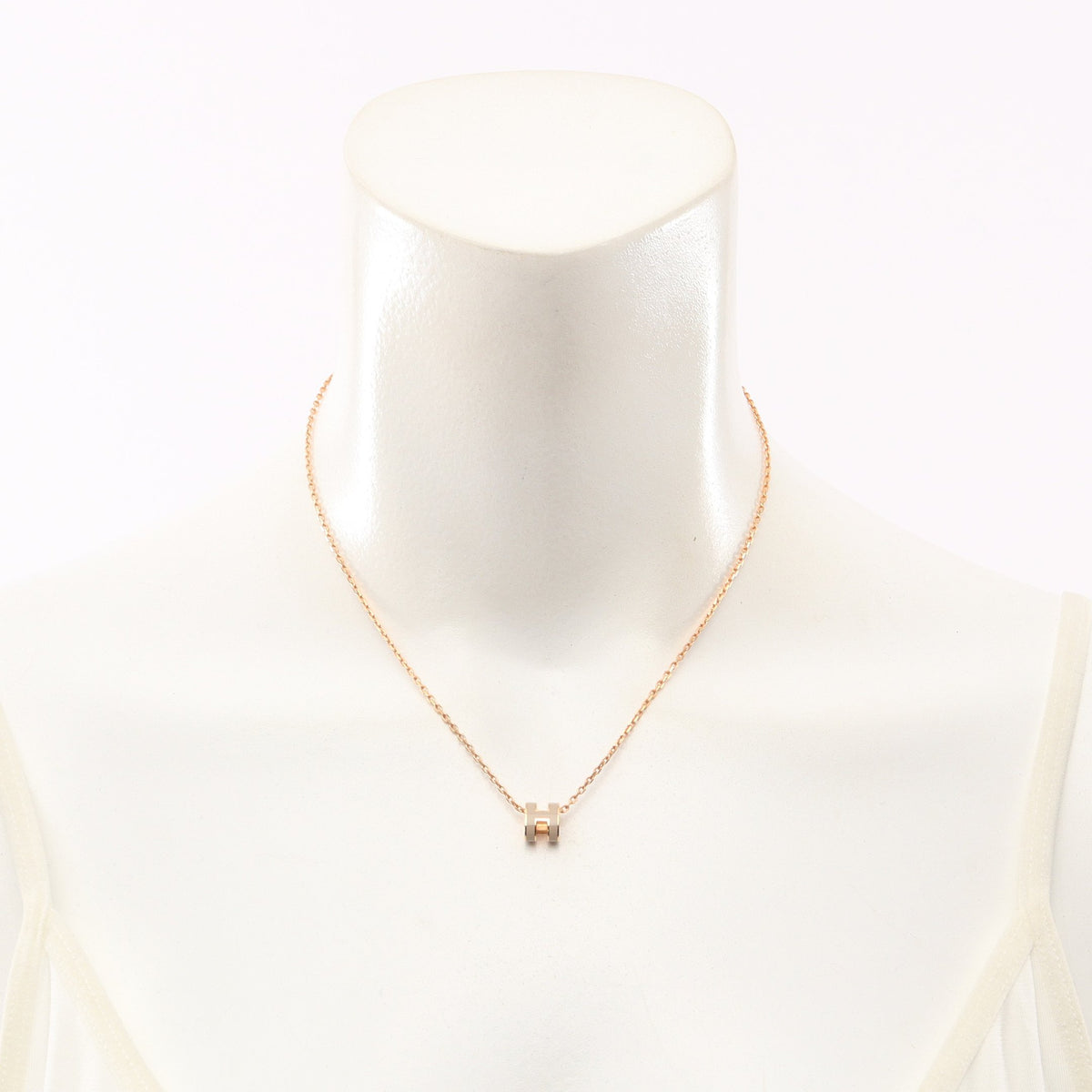 MINI POP H ミニポップアッシュ ネックレス GP ゴールド グレーベージュ エルメス アクセサリー HERMES