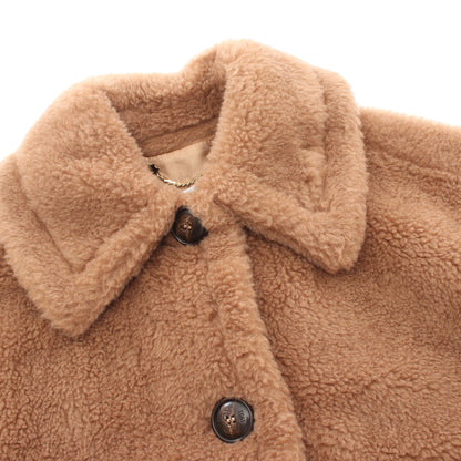 NEWTERZO TEDDY テディベア アイコン ボア ケープコート ポンチョ キャメル シルク ブラウン マックスマーラ