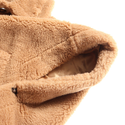NEWTERZO TEDDY テディベア アイコン ボア ケープコート ポンチョ キャメル シルク ブラウン マックスマーラ
