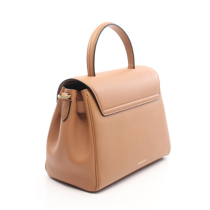 Versace × FENDI FENDACE ラ メドゥーサ トップハンドル 2WAY ハンドバッグ レザー ブラウン ヴェルサーチ