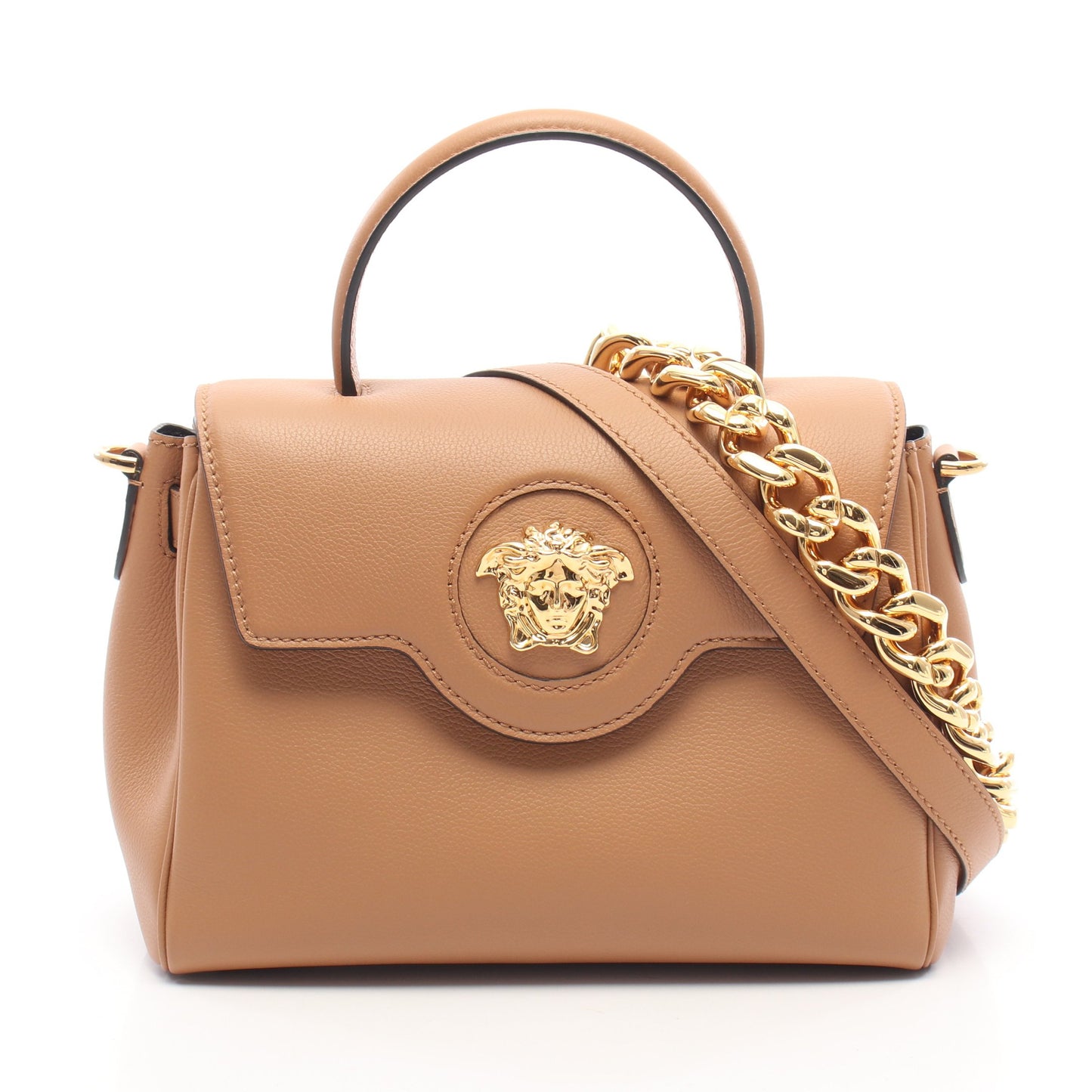 Versace × FENDI FENDACE ラ メドゥーサ トップハンドル 2WAY ハンドバッグ レザー ブラウン ヴェルサーチ