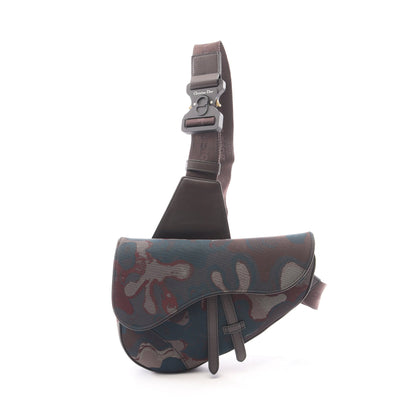 DIOR × PETER DOIG サドルバッグ ボディバッグ キャンバス レザー ダークブラウン マルチカラー ディオール