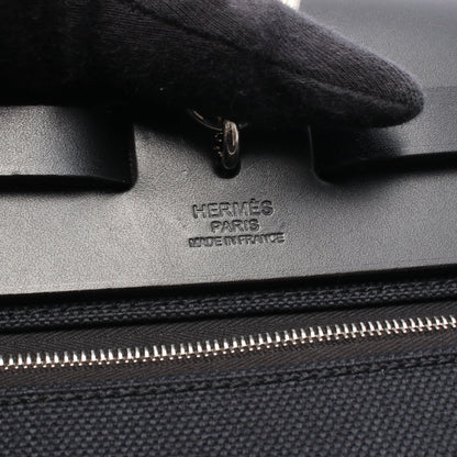 エールバッグジップPM ルトゥルネ 2WAY ハンドバッグ トワルミリタリー ヴァッシュハンター ブラック シルバー金具 B刻印 エルメス