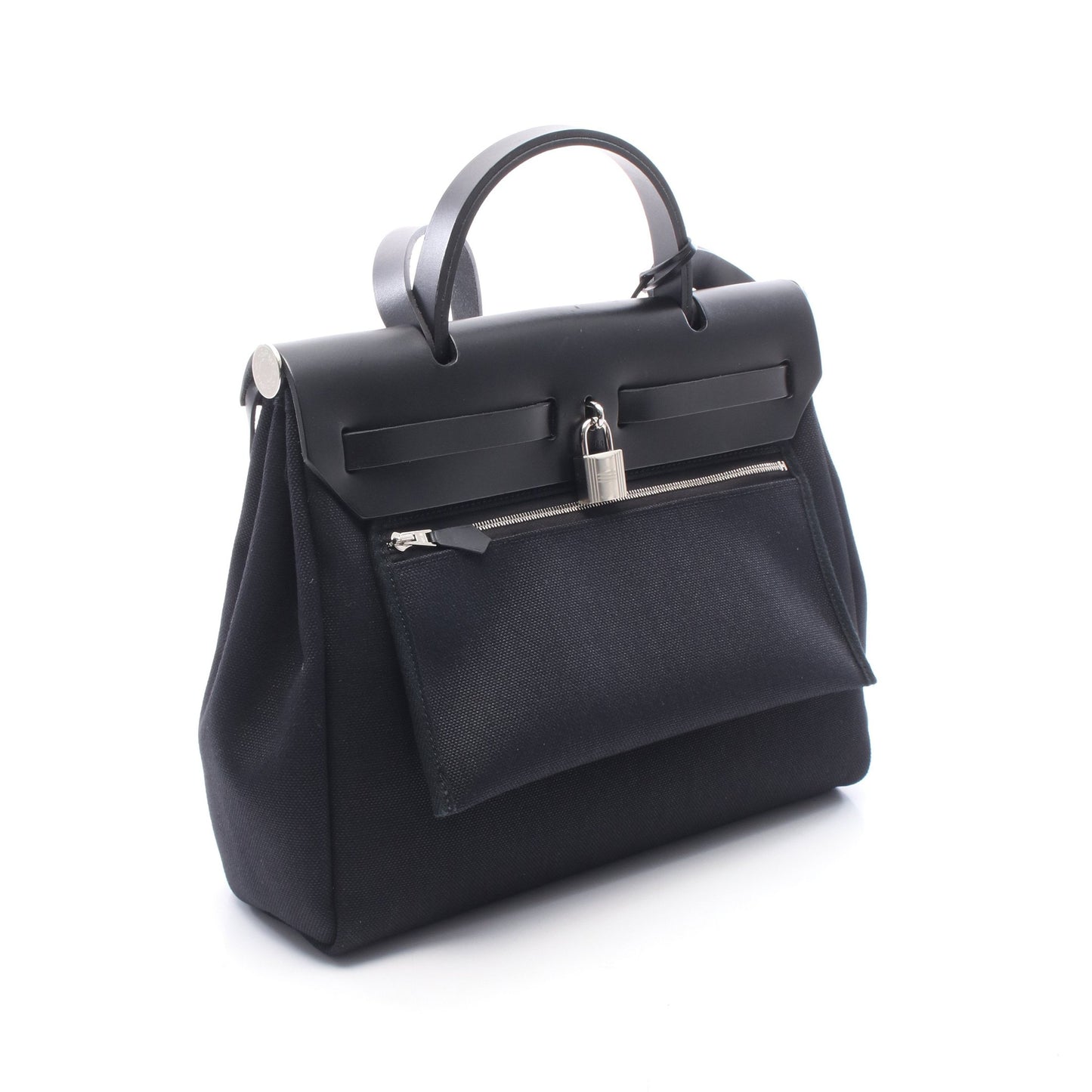 エールバッグジップPM ルトゥルネ 2WAY ハンドバッグ トワルミリタリー ヴァッシュハンター ブラック シルバー金具 B刻印 エルメス