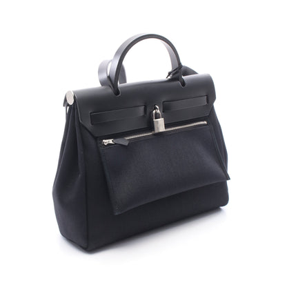 エールバッグジップPM ルトゥルネ 2WAY ハンドバッグ トワルミリタリー ヴァッシュハンター ブラック シルバー金具 B刻印 エルメス