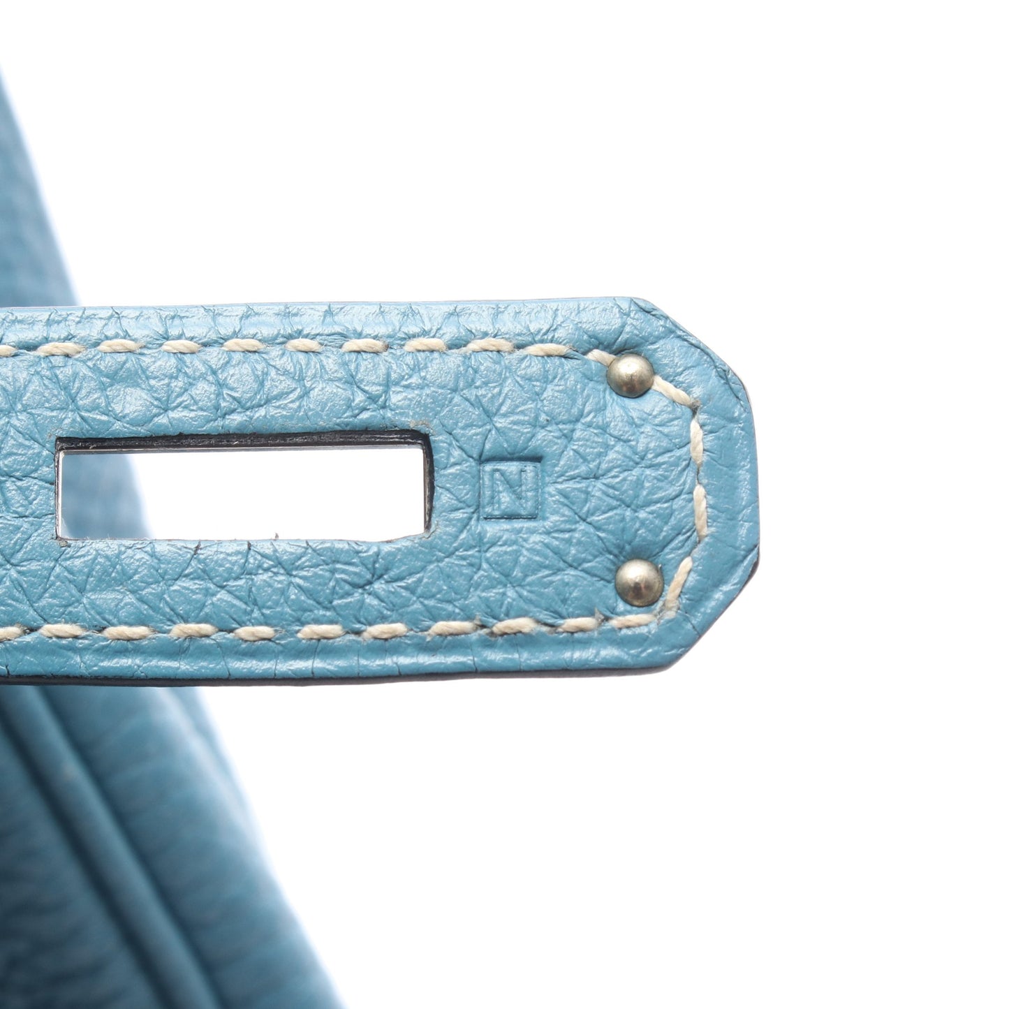 ケリー32 ブルージーン 内縫い 2WAY ハンドバッグ トゴ ブルー シルバー金具 □N刻印 エルメス