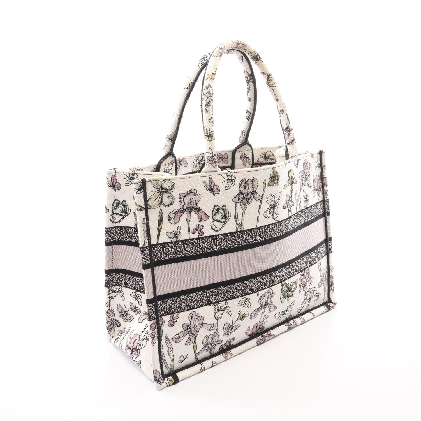 BOOK TOTE ブックトート ミディアム ハンドバッグ トートバッグ キャンバス ホワイト ブラック マルチカラー クリスチャンディオール