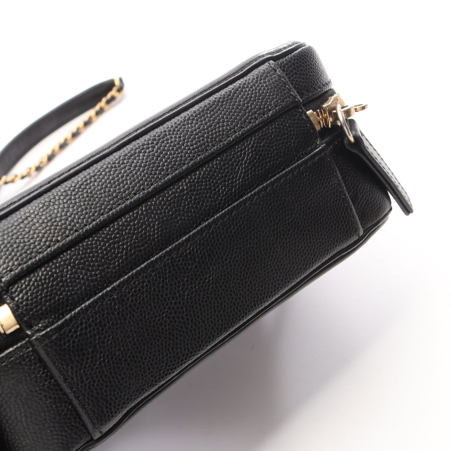 CCフィグリー スモール バニティバッグ 2WAY チェーンショルダーバッグ キャビアスキン レザー ブラック ゴールド金具 シャネル