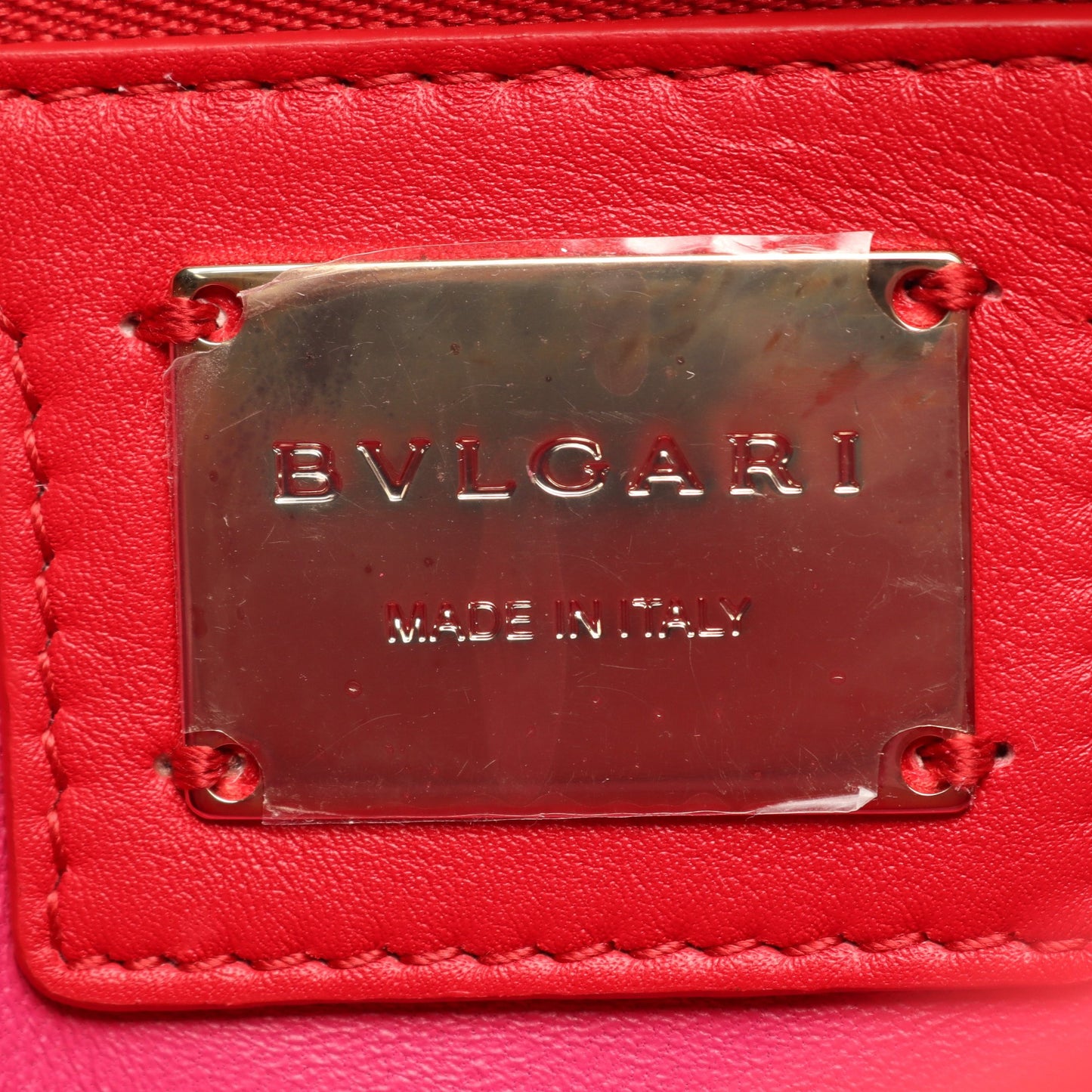 セルペンティ カボション 2WAY ハンドバッグ レザー レッド ブルガリ