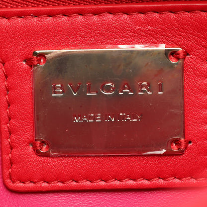 セルペンティ カボション 2WAY ハンドバッグ レザー レッド ブルガリ