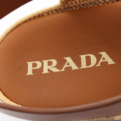 サンダル レザー ラフィア ブラウン プラダ シューズ PRADA