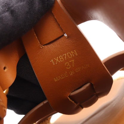 サンダル レザー ラフィア ブラウン プラダ シューズ PRADA