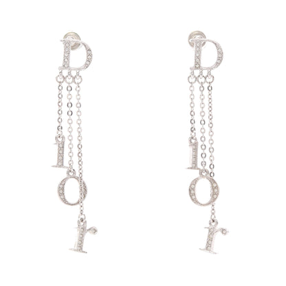 ロゴ スウィング ピアス ラインストーン シルバー クリア クリスチャンディオール アクセサリー Christian Dior