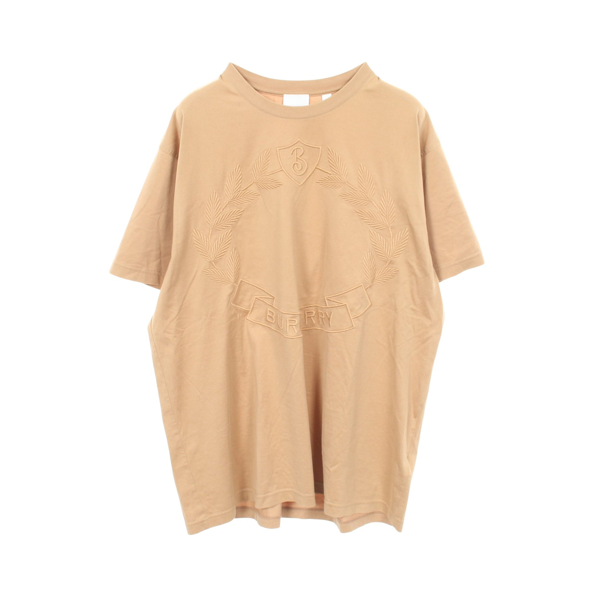 ロゴ刺繍 半袖Tシャツ コットン ベージュ バーバリー トップス BURBERRY
