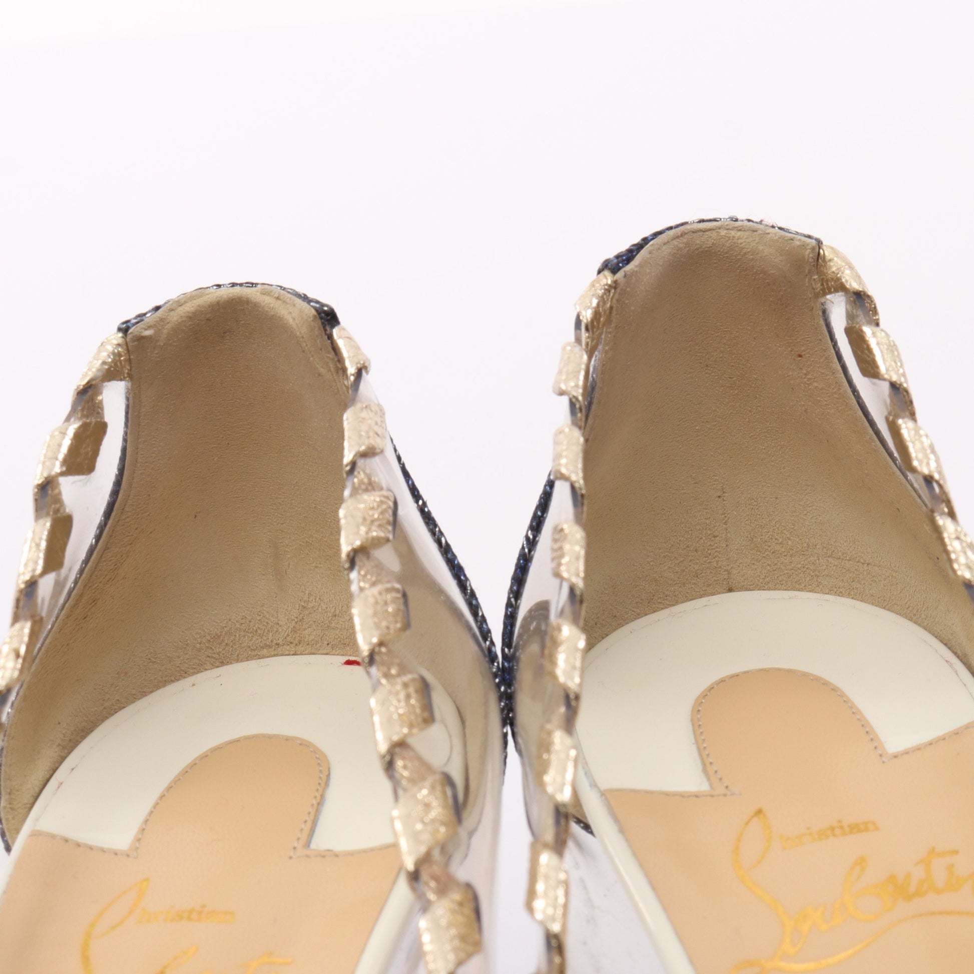 Agritti Cap Toe パンプス PVC ファブリック レザー クリア ブルー ゴールド クリスチャンルブタン シューズ Christian Louboutin