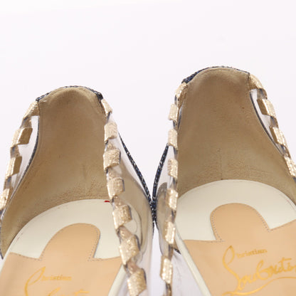 Agritti Cap Toe パンプス PVC ファブリック レザー クリア ブルー ゴールド クリスチャンルブタン シューズ Christian Louboutin