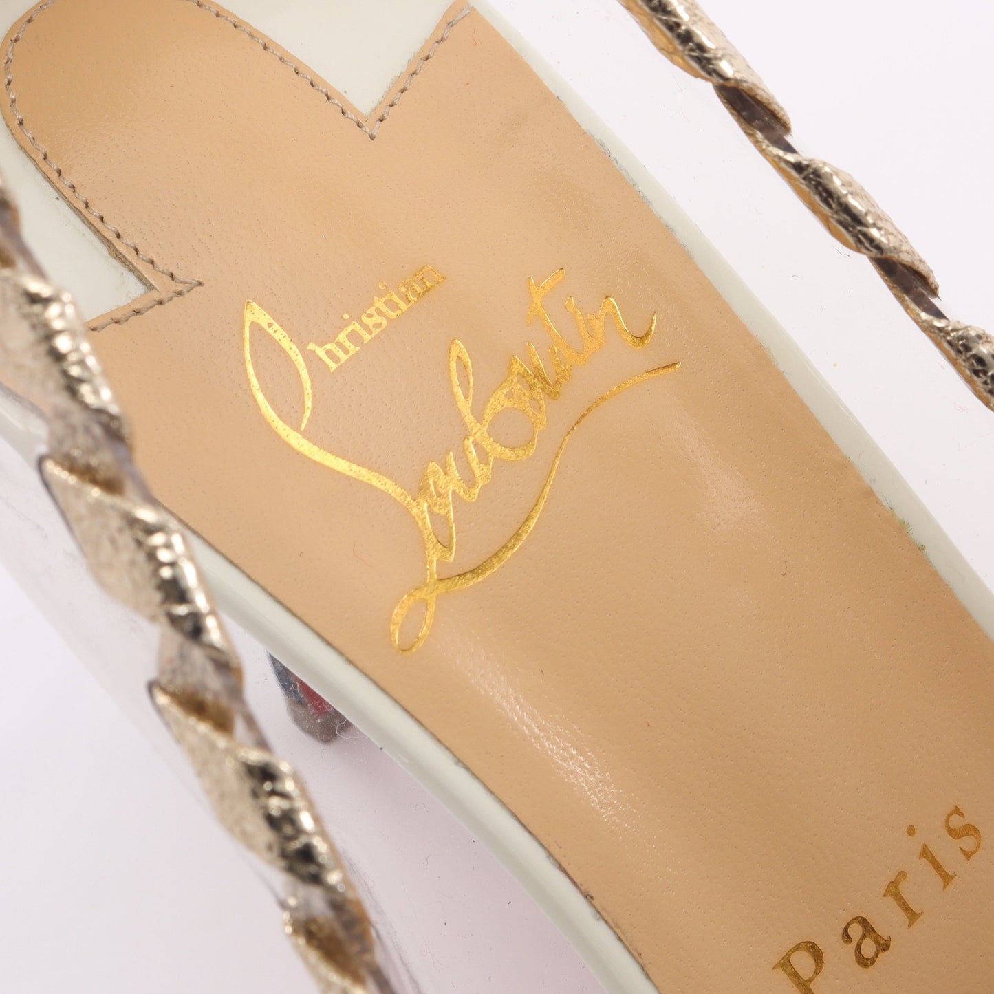 Agritti Cap Toe パンプス PVC ファブリック レザー クリア ブルー ゴールド クリスチャンルブタン シューズ Christian Louboutin
