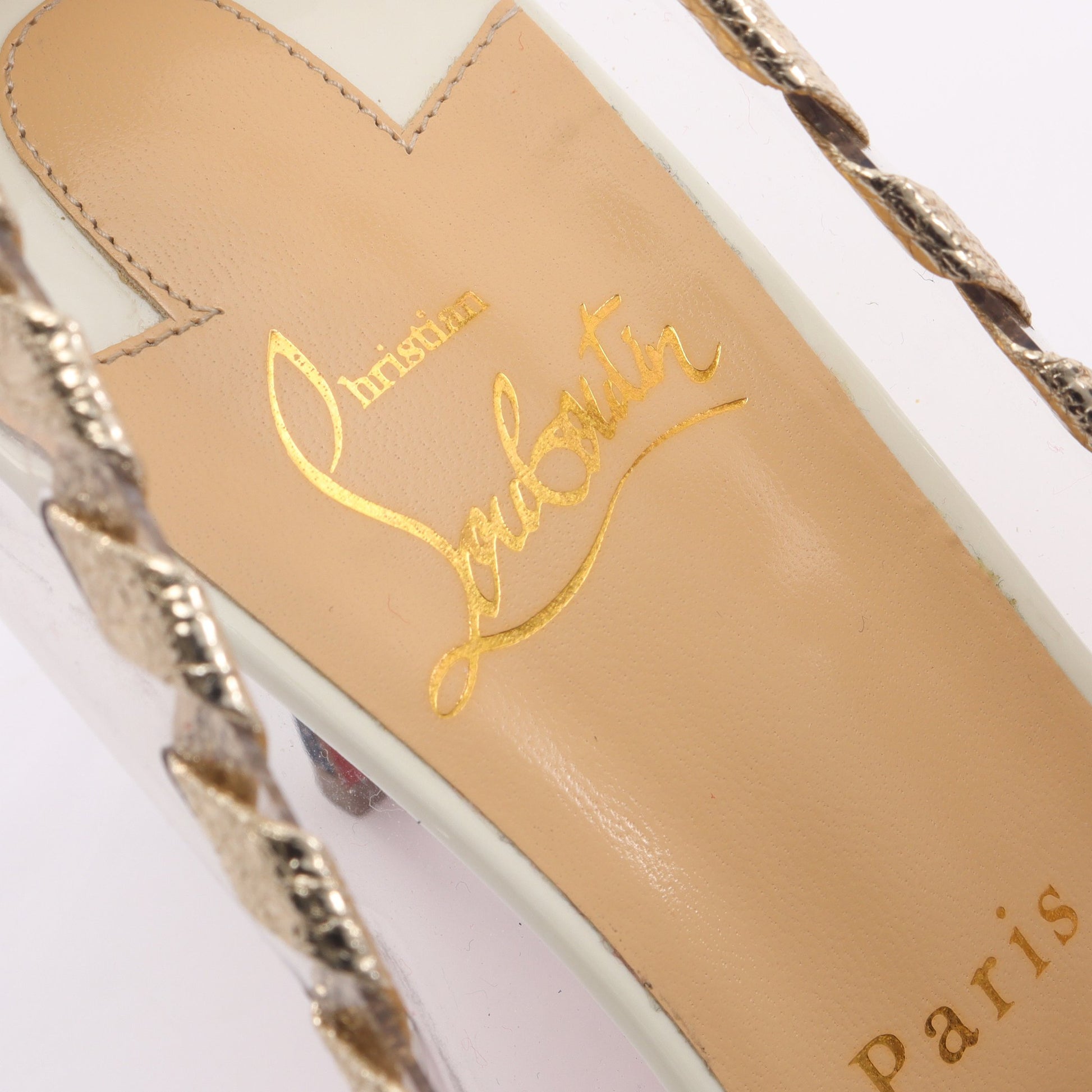 Agritti Cap Toe パンプス PVC ファブリック レザー クリア ブルー ゴールド クリスチャンルブタン シューズ Christian Louboutin