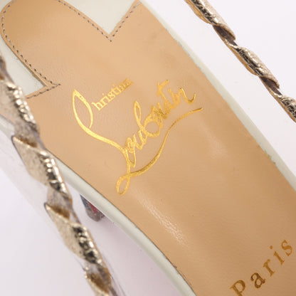 Agritti Cap Toe パンプス PVC ファブリック レザー クリア ブルー ゴールド クリスチャンルブタン シューズ Christian Louboutin