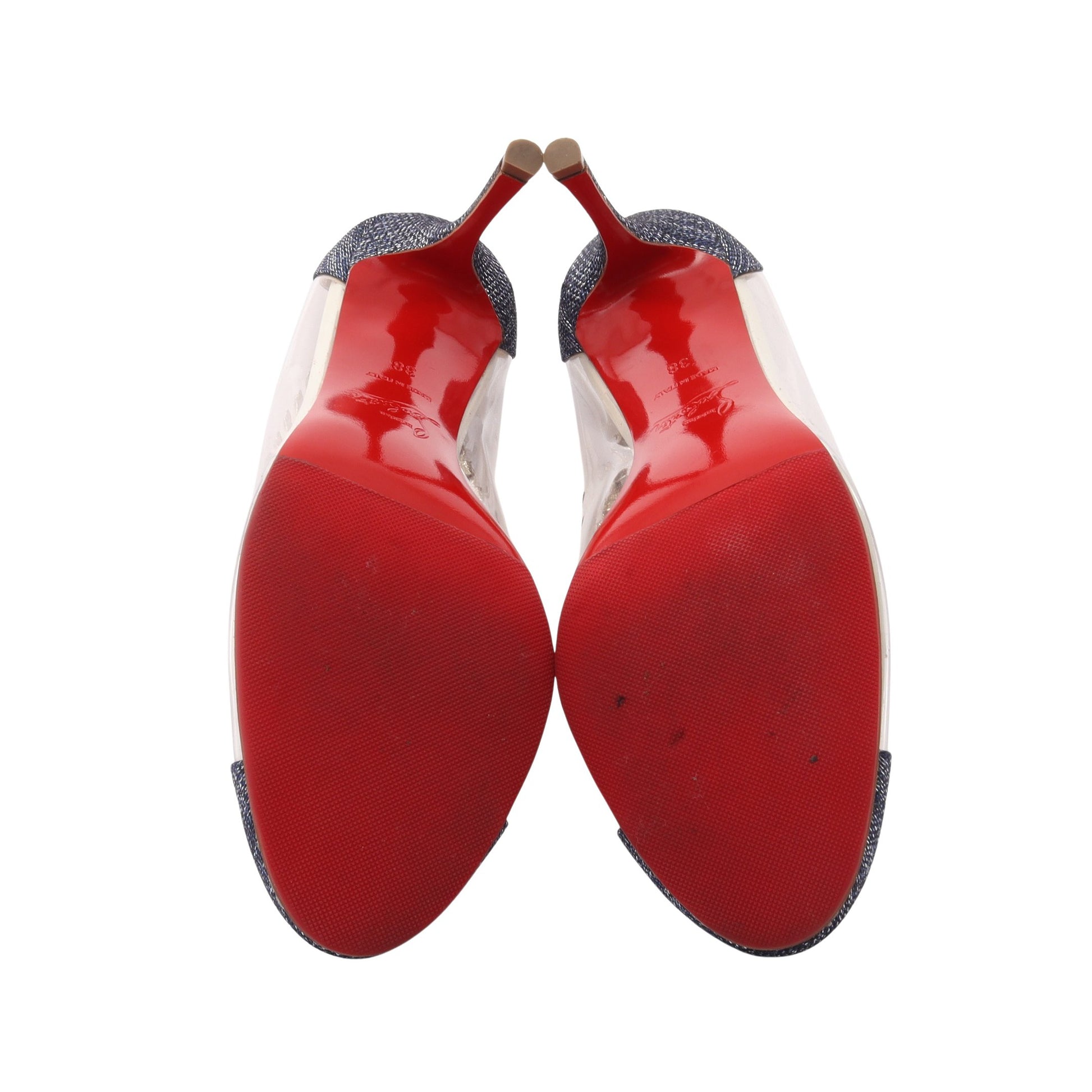 Agritti Cap Toe パンプス PVC ファブリック レザー クリア ブルー ゴールド クリスチャンルブタン シューズ Christian Louboutin