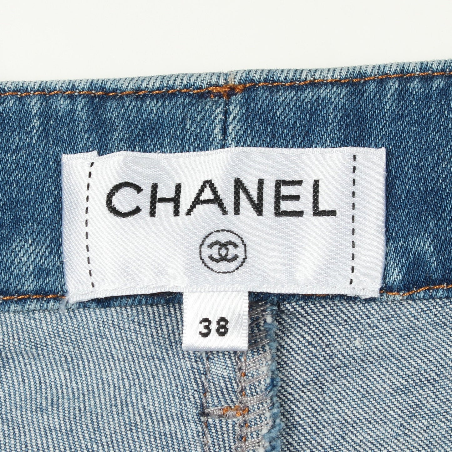 ココマークボタン マトラッセ スキニー デニムパンツ コットン ブルー シャネル ボトムス CHANEL