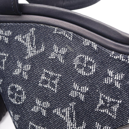 モノグラム ウェッジソール サンダル レザー デニム ネイビー ルイヴィトン シューズ LOUIS VUITTON