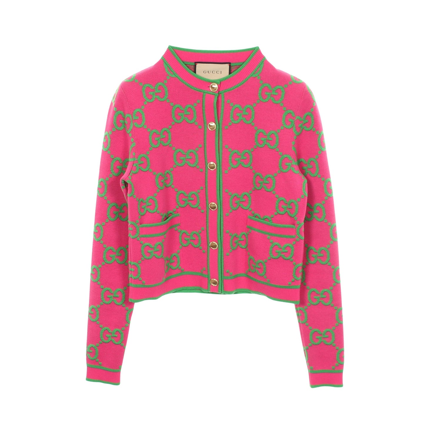 GG柄 カーディガン コットン ウール ピンクパープル グリーン グッチ トップス GUCCI