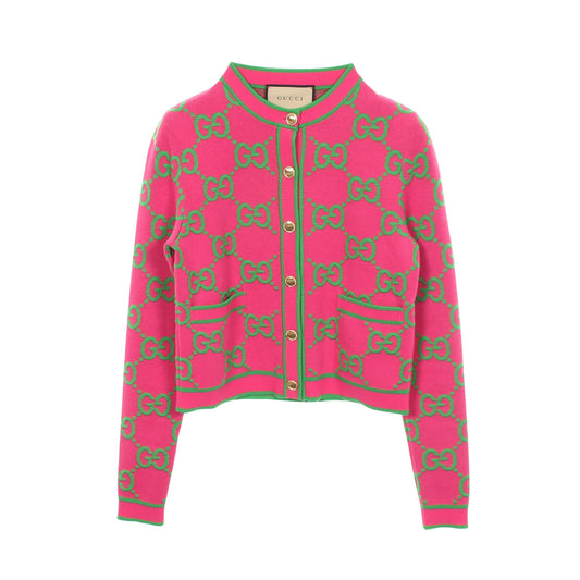 GG柄 カーディガン コットン ウール ピンクパープル グリーン グッチ トップス GUCCI