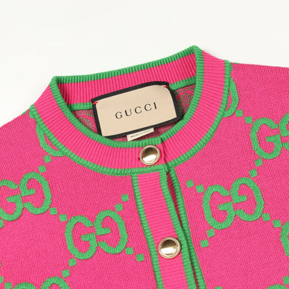 GG柄 カーディガン コットン ウール ピンクパープル グリーン グッチ トップス GUCCI