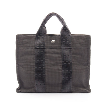 エールラインPM ハンドバッグ トートバッグ ナイロンキャンバス グレー シルバー金具 エルメス