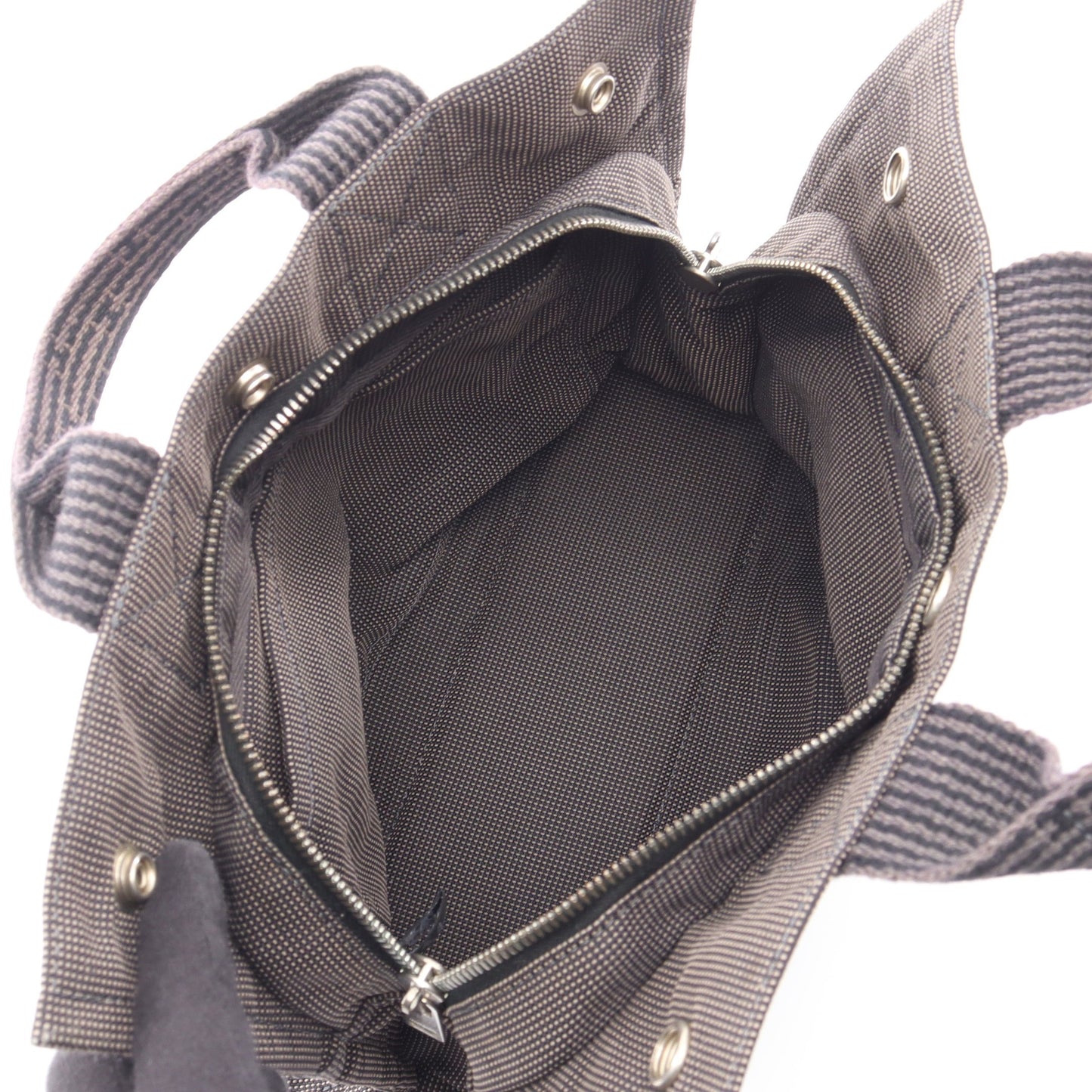 エールラインPM ハンドバッグ トートバッグ ナイロンキャンバス グレー シルバー金具 エルメス