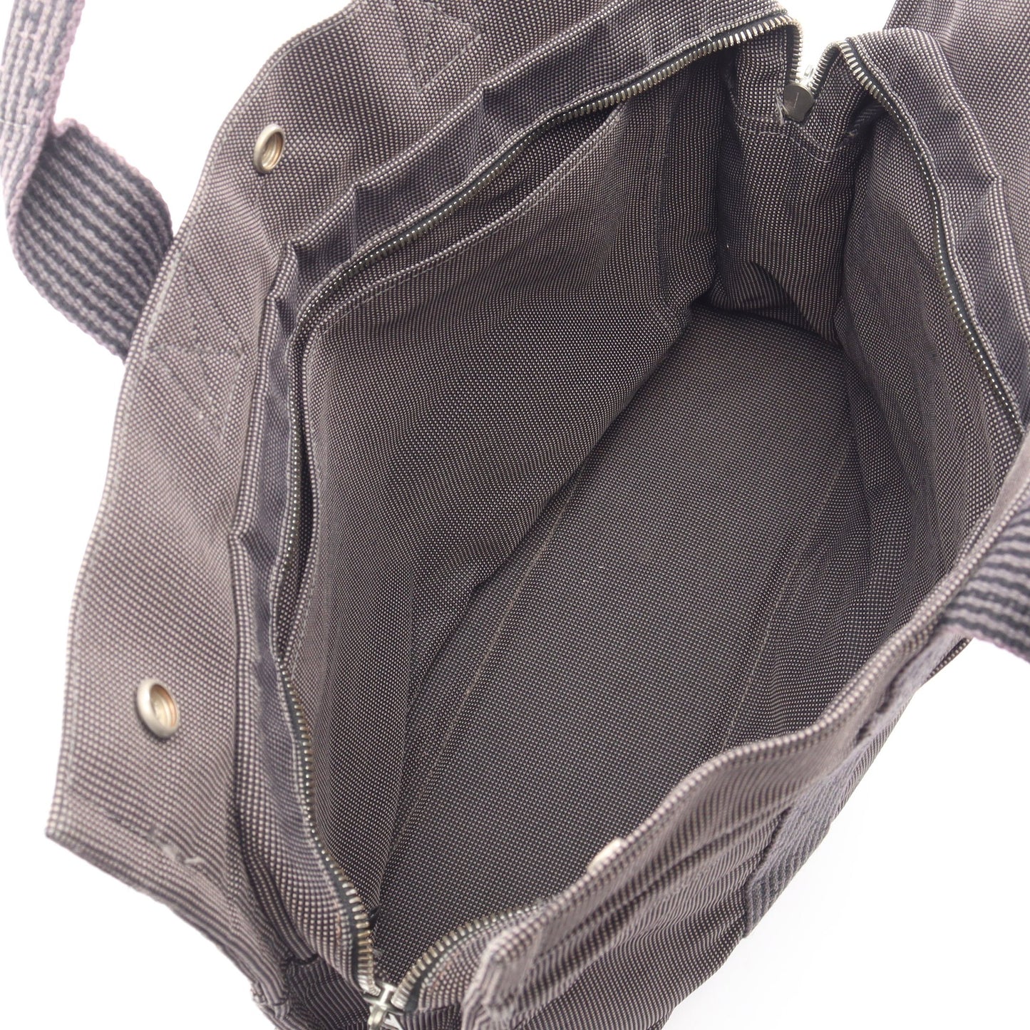 エールラインMM ハンドバッグ トートバッグ ナイロンキャンバス グレー シルバー金具 エルメス