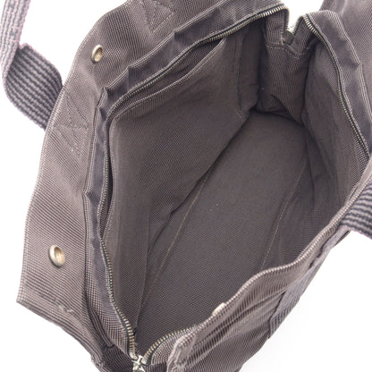 エールラインMM ハンドバッグ トートバッグ ナイロンキャンバス グレー シルバー金具 エルメス